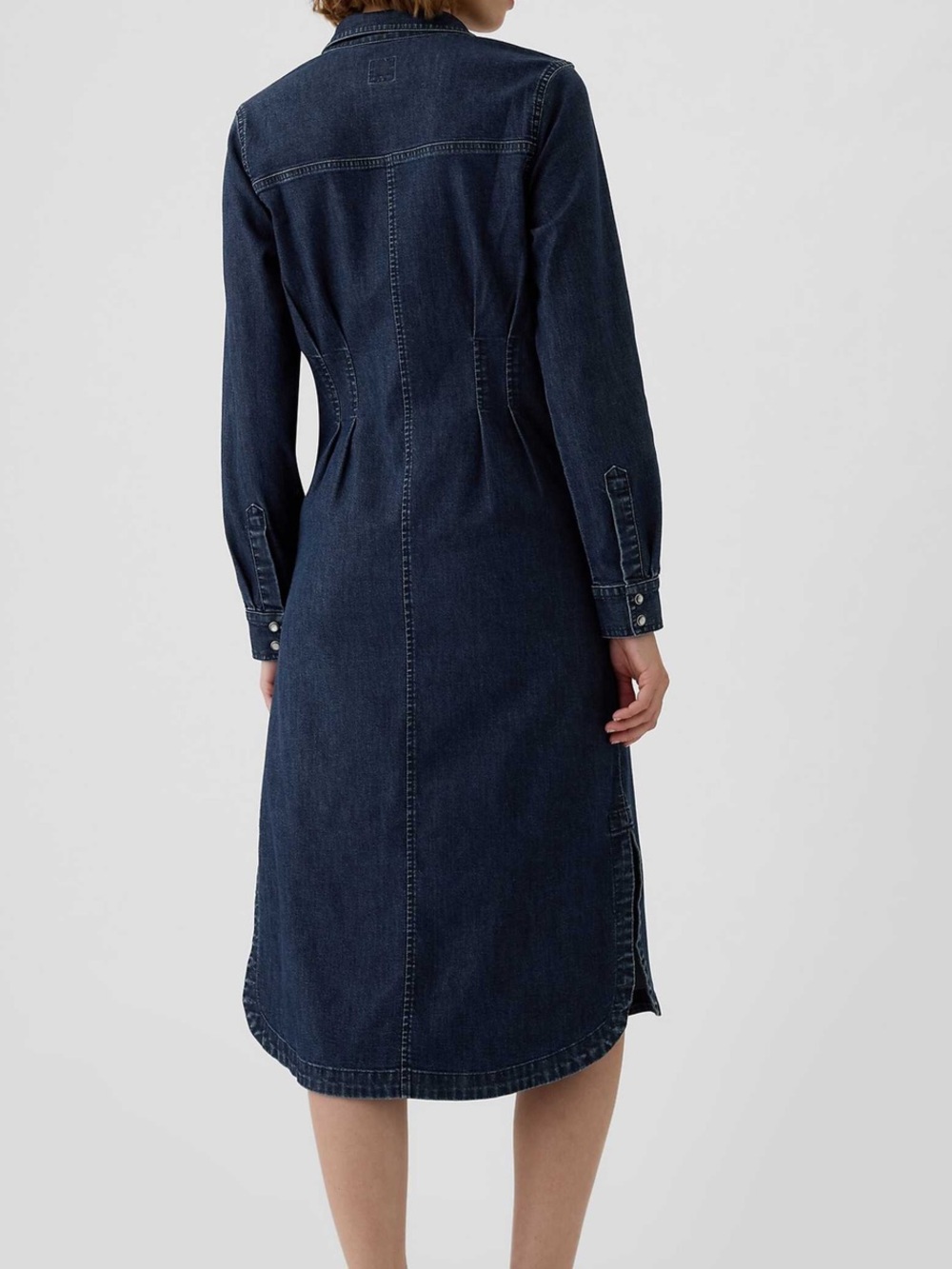Gap Western Pleated Denim Midi Dress Dark Wash Size Medium - Picture 8 of 8